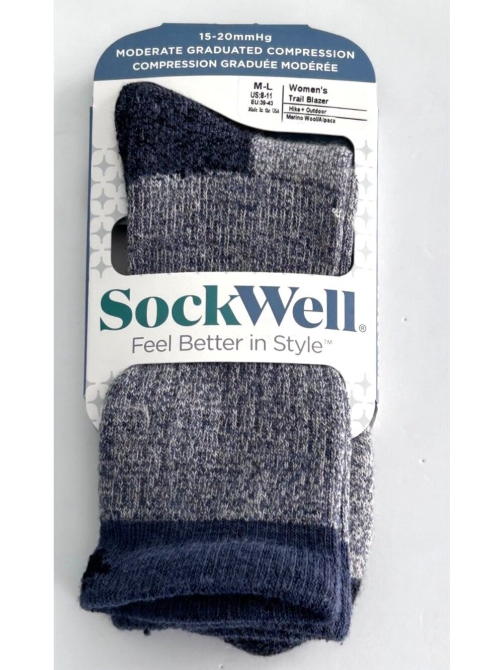 Women's Sockwell Trail Blazer Moderate Compression Socks M-L 15-20mmHg Merino